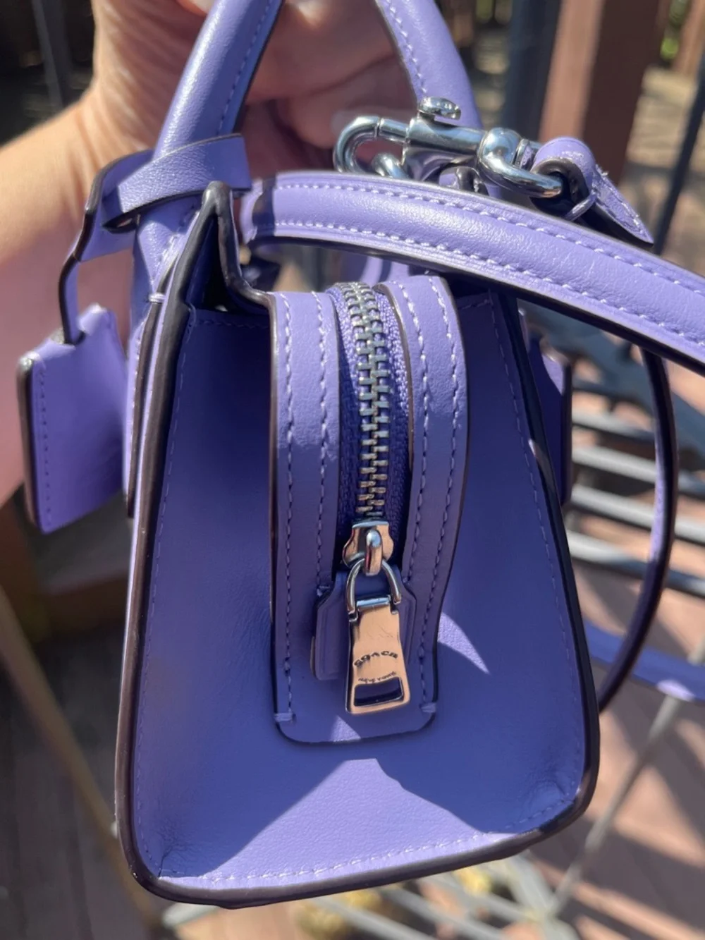 Coach Lavender Mini Satchel Bag with adjustable crossbody - Picture 8 of 17